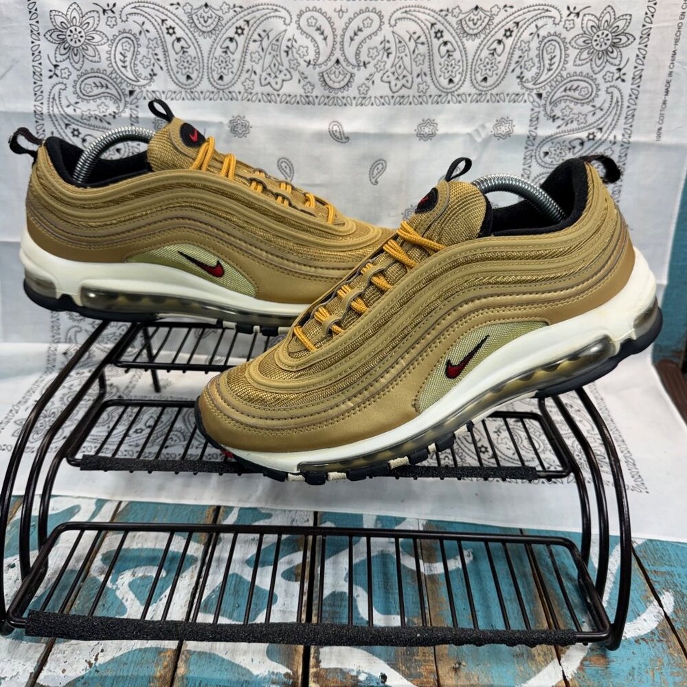Nike Air Max 97 Golden Tan with Red Swoosh